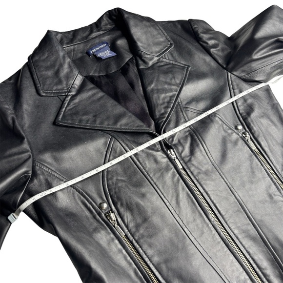 BOSTON PROPER | Genuine Leather Moto Jacket | Black | Size 14 - Picture 6 of 8